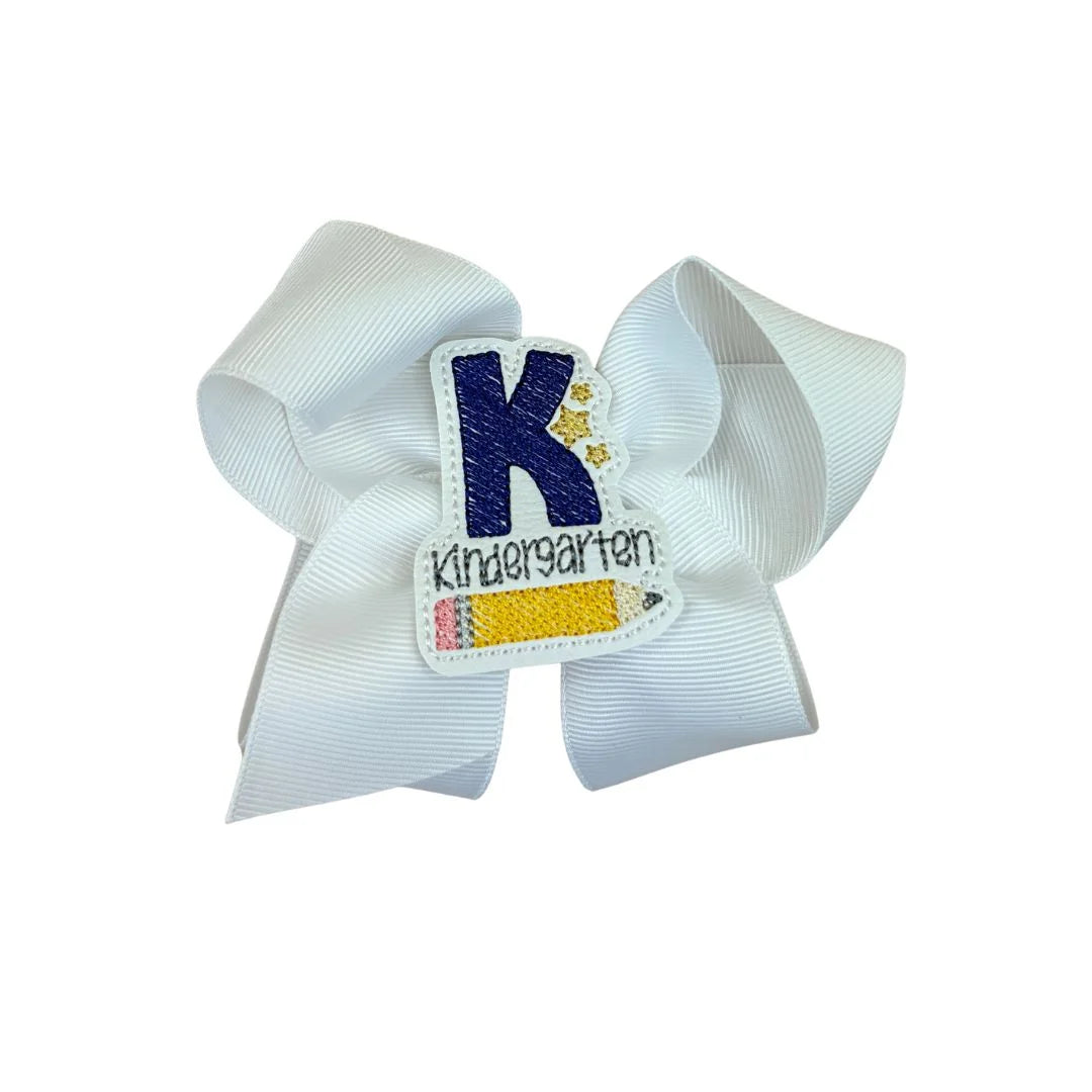 White hair bow with &