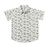 ivory shirt with blue sailboats all over