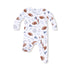 Baby onesie with football pattern on a white background