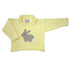 Yellow baby sweater with a bunny design on a white background