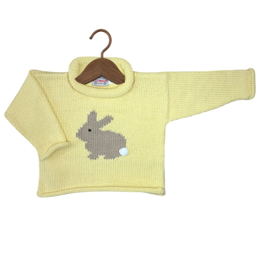 Yellow/Tan Single Bunny Roll Neck Sweater