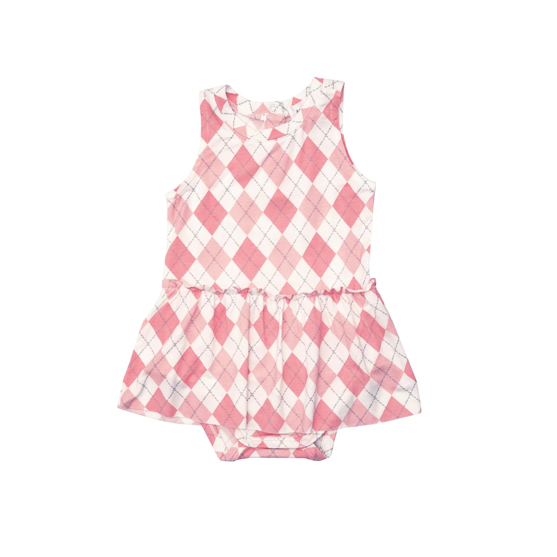 sleeveless pink argyle skirted bodysuit