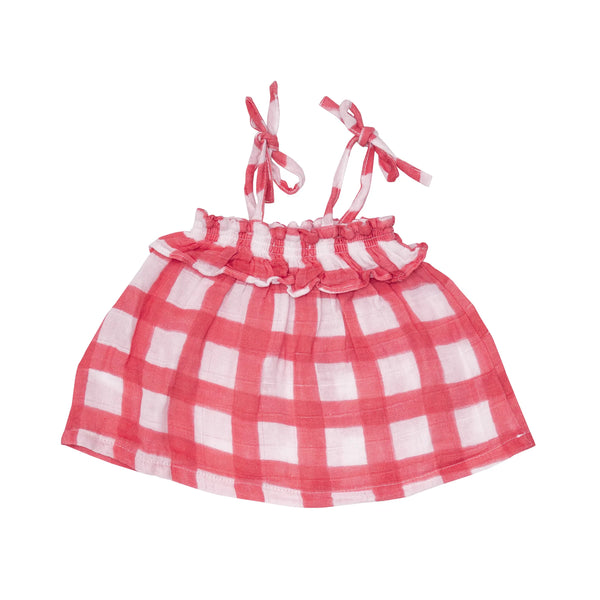 top is red gingham 