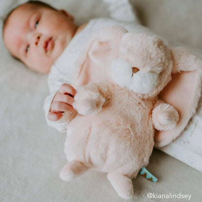 baby with bunny plush