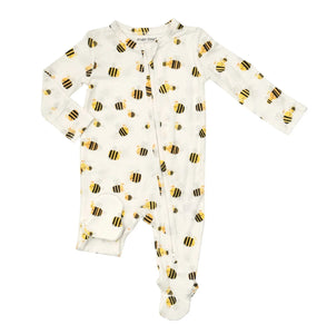 white footie with bees all over