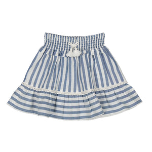 blue and white striped skirt