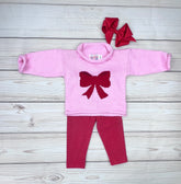 leggings with pink bow sweater