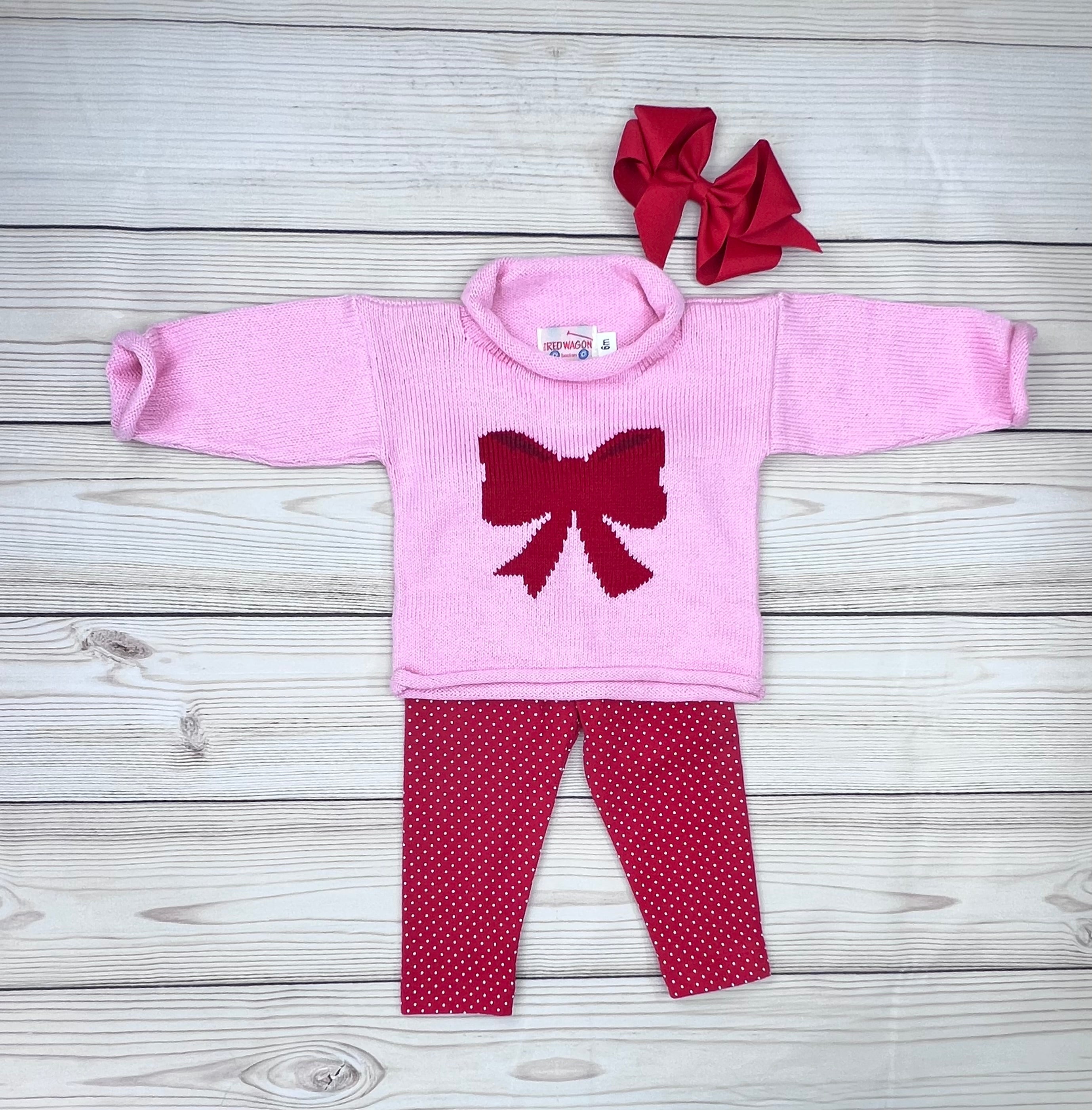 leggings with pink bow sweater