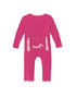 back of pink pretzel pup coverall