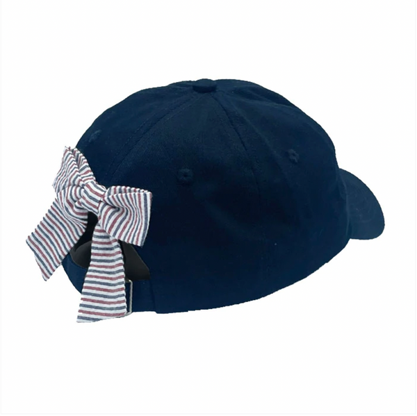back of hat showing Americana striped bow