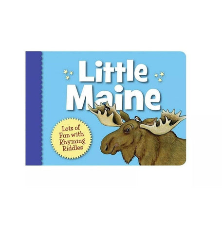 blue and purple book with brown moose on front