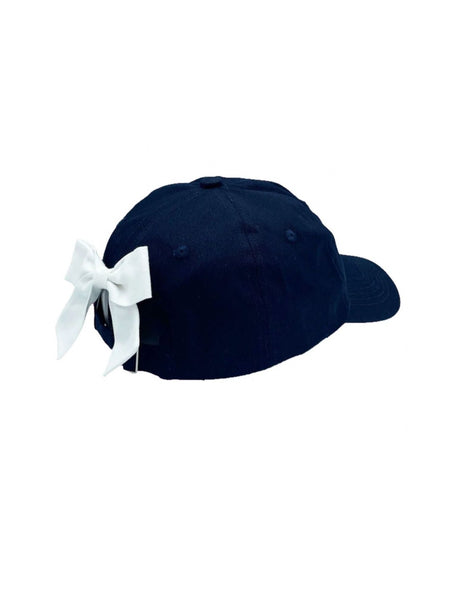 back of hat with white bow