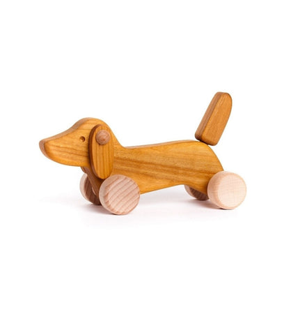 wooden dachshund toy with wheels 