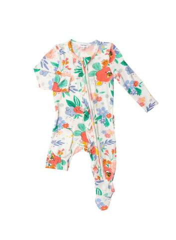 long sleeve floral footie