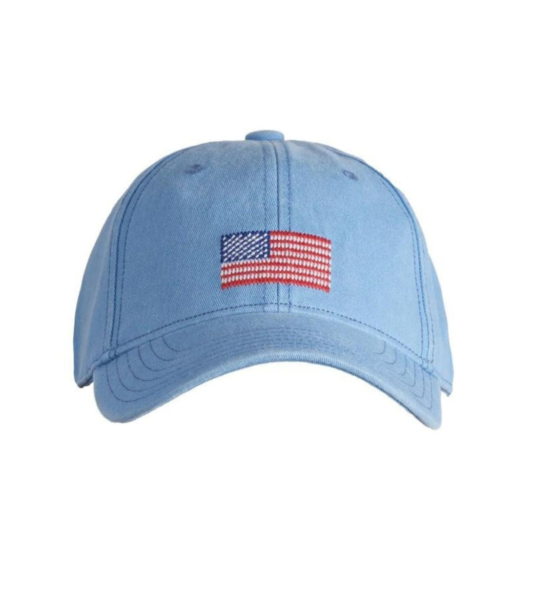 light blue hat with American flag