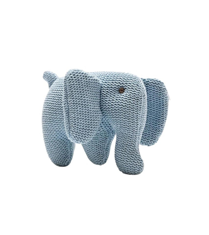 knitted blue elephant rattle