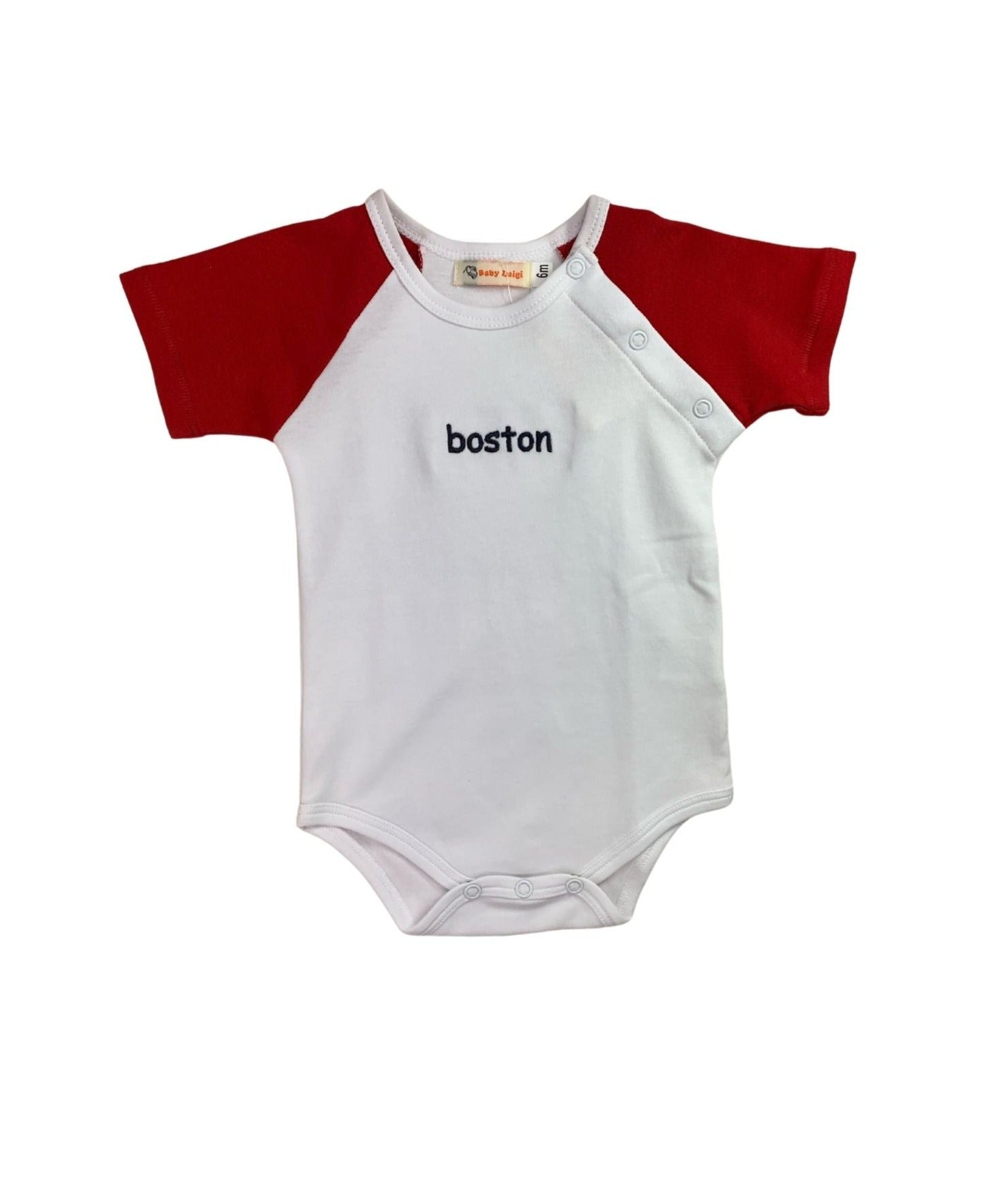 red and white boston onesie