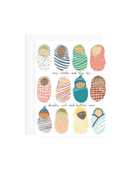 card with swaddled babies 