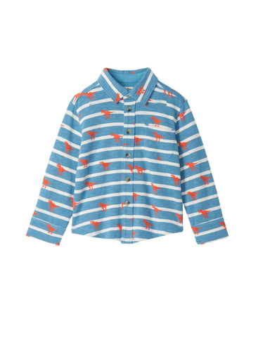 blue and white striped shirt with orange dinos - Hatley kids shirt