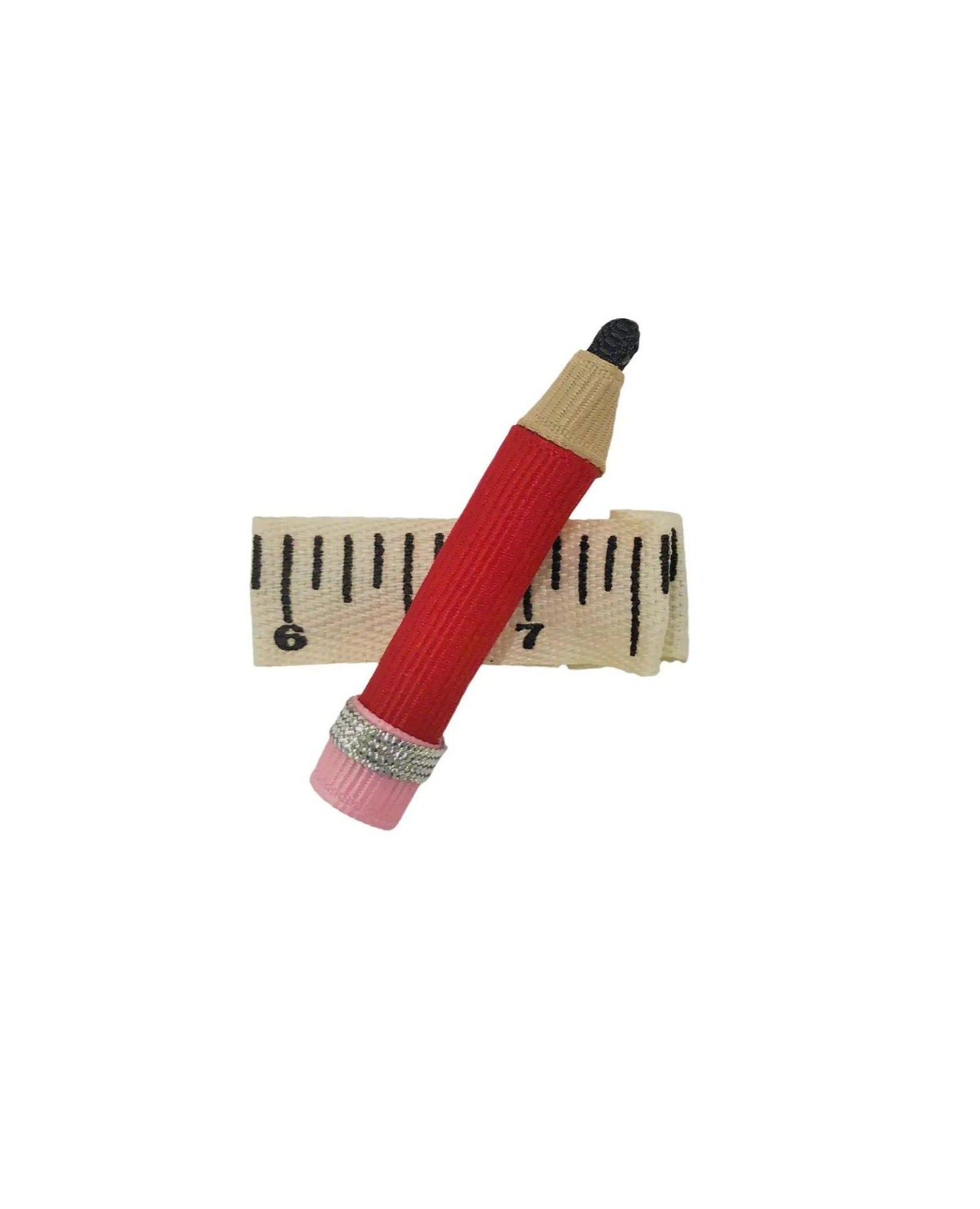 red pencil hair clip with ruler
