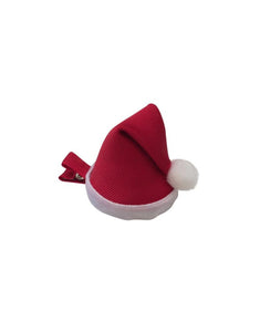 red and white santa hat hair clip