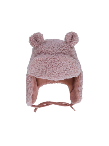 lilac fuzzy baby bear trapper hat