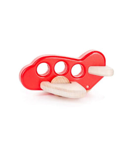 red wooden airplane toy