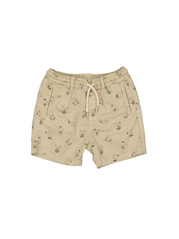 tan shorts with dogs all over