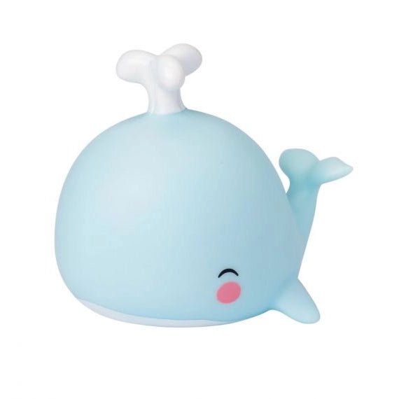 light blue whale light with rosy cheeks