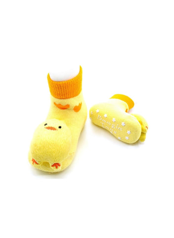 yellow socks with plush chicks on toes