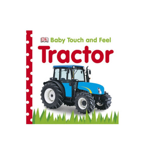 cover with blue tractor and green grass