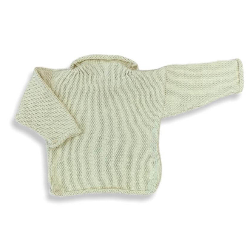 back of ivory roll neck sweater with no graphic