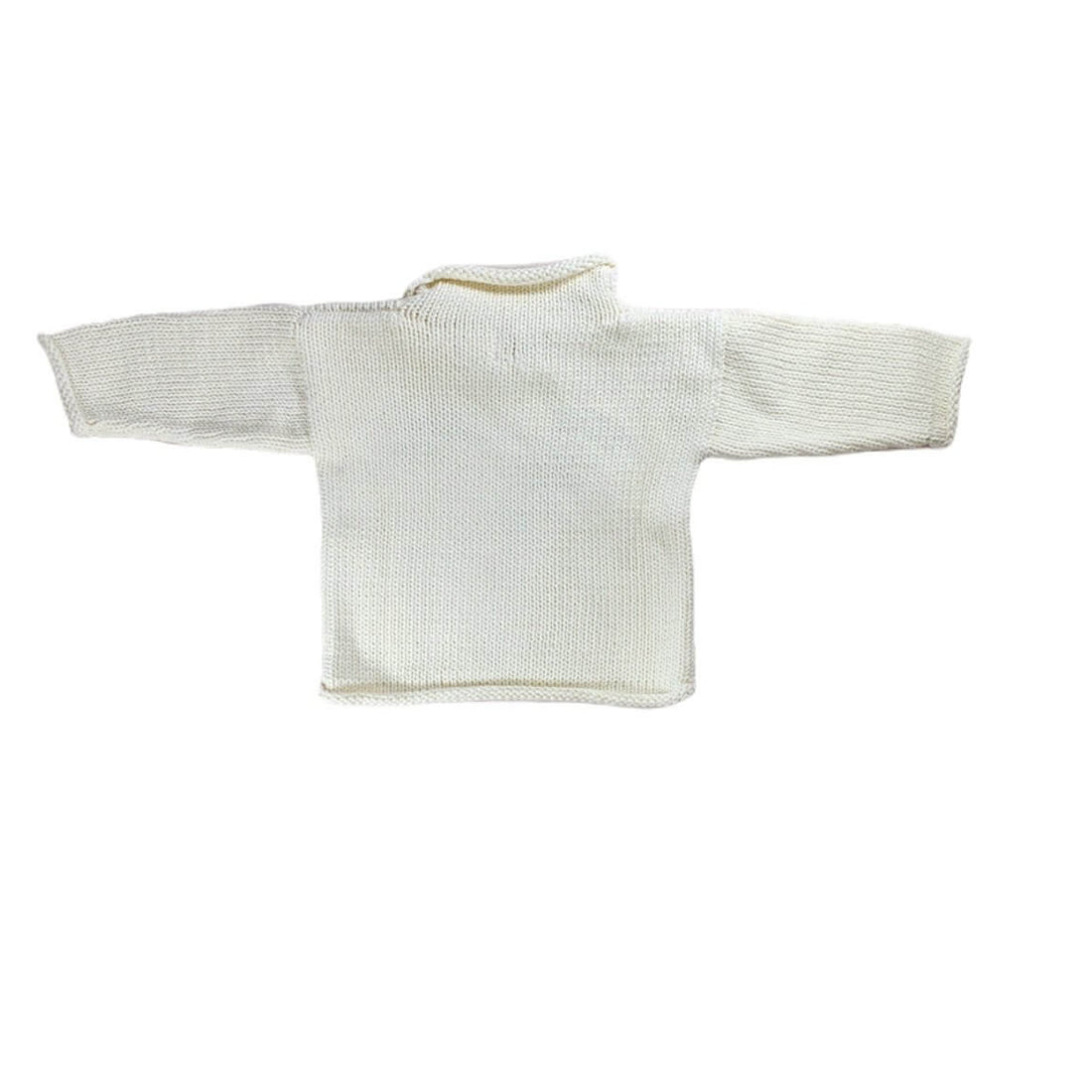 back of ivory roll neck sweater with no graphic