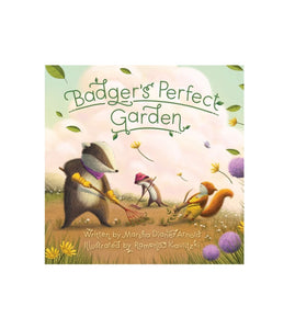 cover of book shows badgers tending to a garden