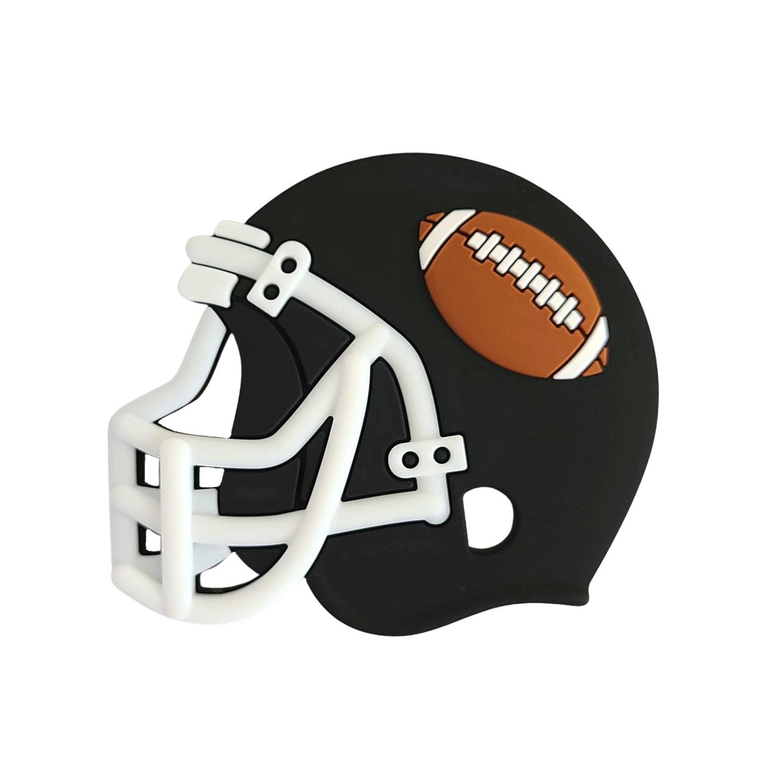 black football helmet with brown football design on top