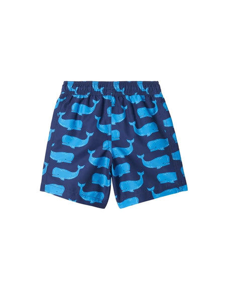 navy shorts with lighter blue whales - Hatley swim trunks