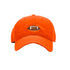 persimmon orange hat with brown and white football
