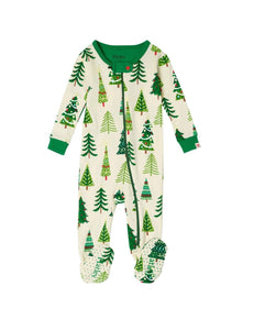coverall with different style christmas trees all over