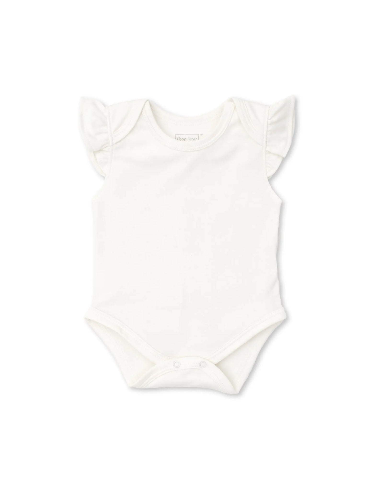 cream solid onesie with ruffle sleeves