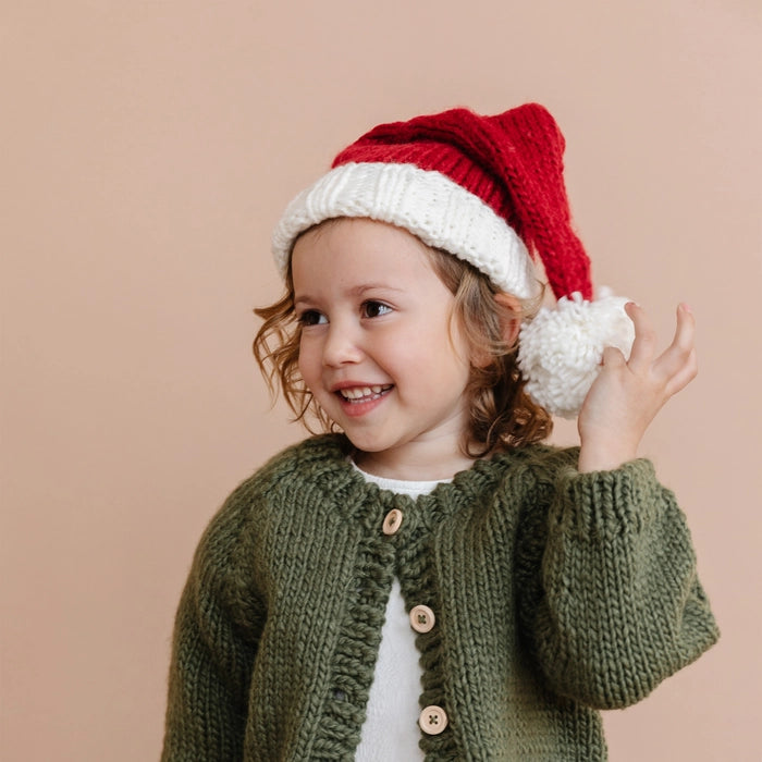 Bonnet de Père Noël en tricot rouge