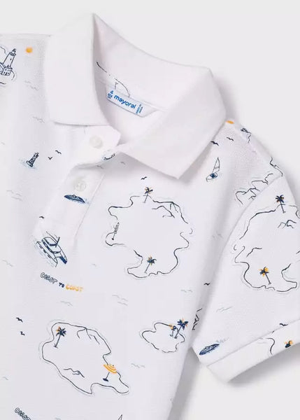 close up of sailboat polo tee for boys