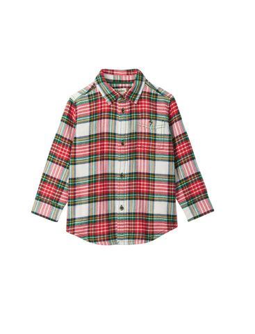 red, white and green plaid button down - Hatley boys shirt
