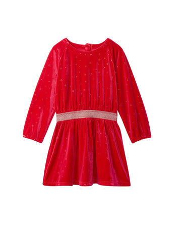 red long sleeve velour dress with stars - Hatley dress