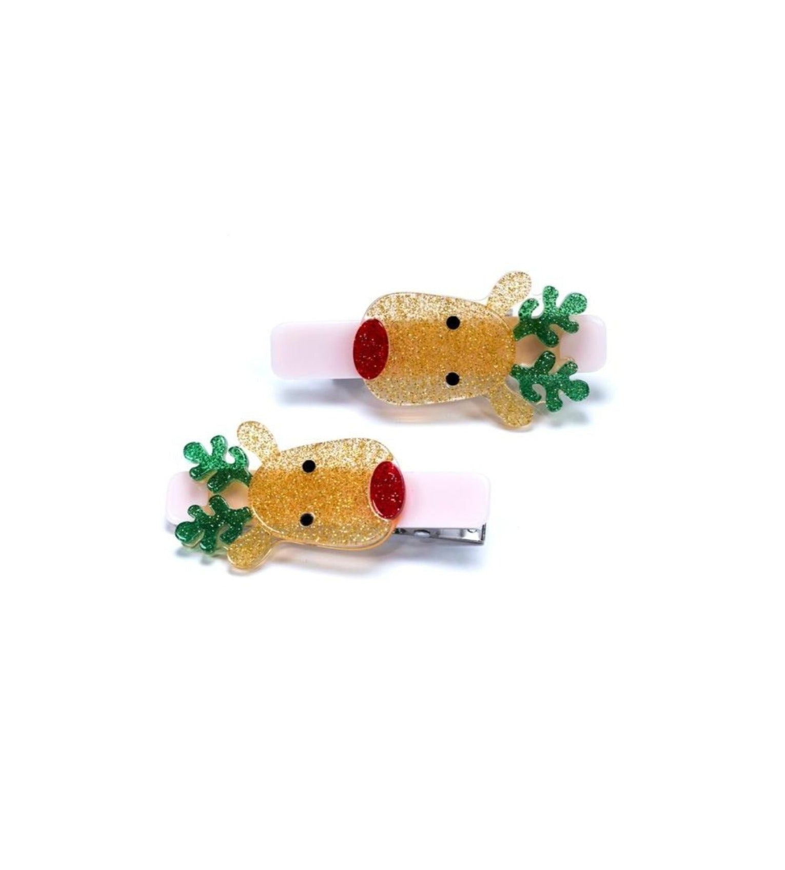 glitter reindeer hair clip set