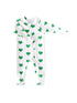 white footie with green hearts all over