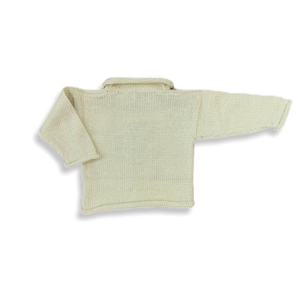 back of ivory roll neck sweater with no graphic