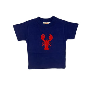 navy short sleeve tee with red lobster