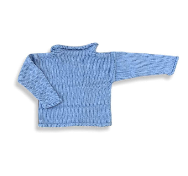 back of light blue roll neck sweater no graphic