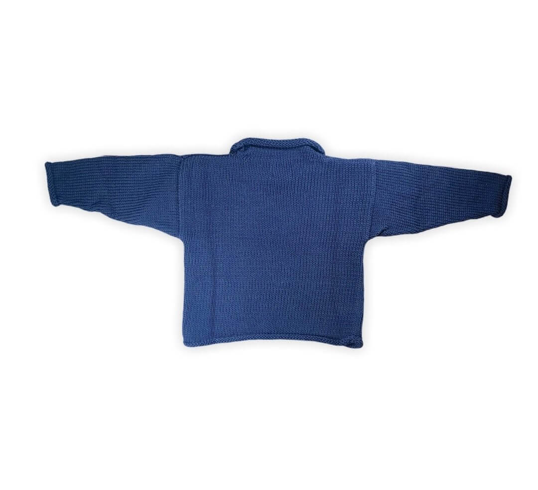 back of navy roll neck sweater no graphic