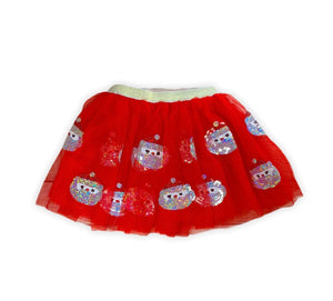 red tutu with sequin Santa Claus all over